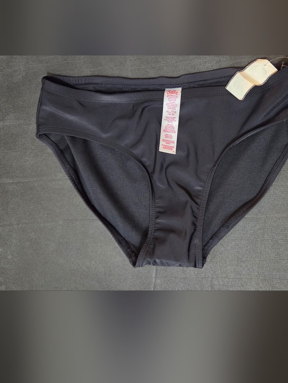 NWT Justice Girls Classic Black Bikini Bottom GIRLS Size XL 16/18